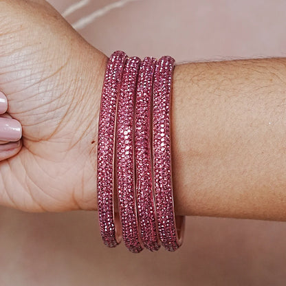 Handmade Designer Beads Work Glass Kada Bangles for Women & Girls (Pack of 4)