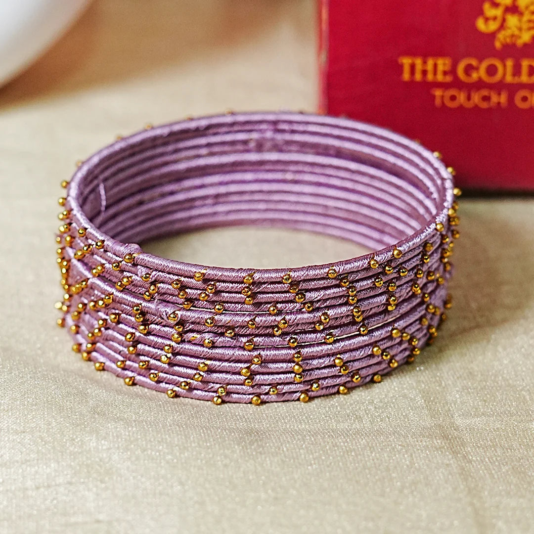 Metal Base with Premium Thread Work Bangles for Women & Girls (Pack of 12 Bangle)