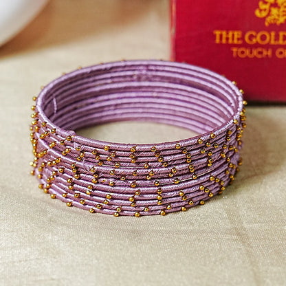 Metal Base with Premium Thread Work Bangles for Women & Girls (Pack of 12 Bangle)