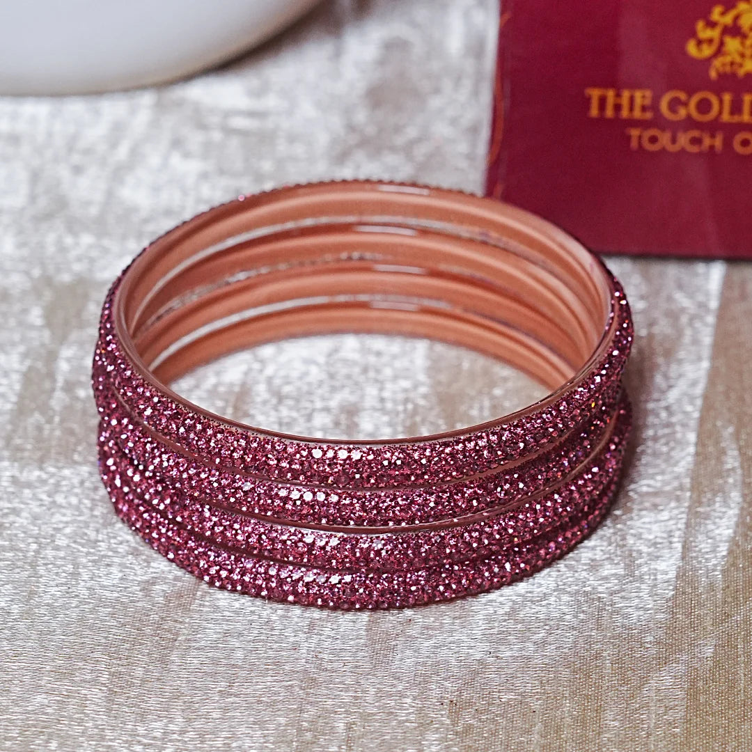 Handmade Designer Beads Work Glass Kada Bangles for Women & Girls (Pack of 4)