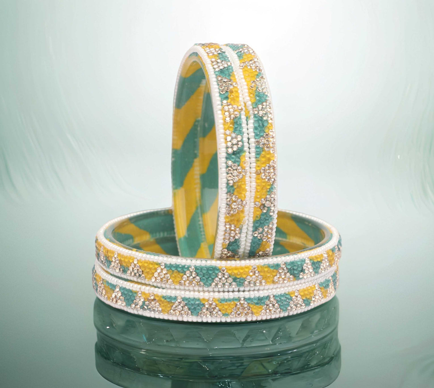 Handmade Multicolor Shade Glass Kada for Women & Girls (Pack of 4)