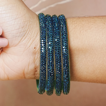 Handmade Designer Beads Work Glass Kada Bangles for Women & Girls (Pack of 4)