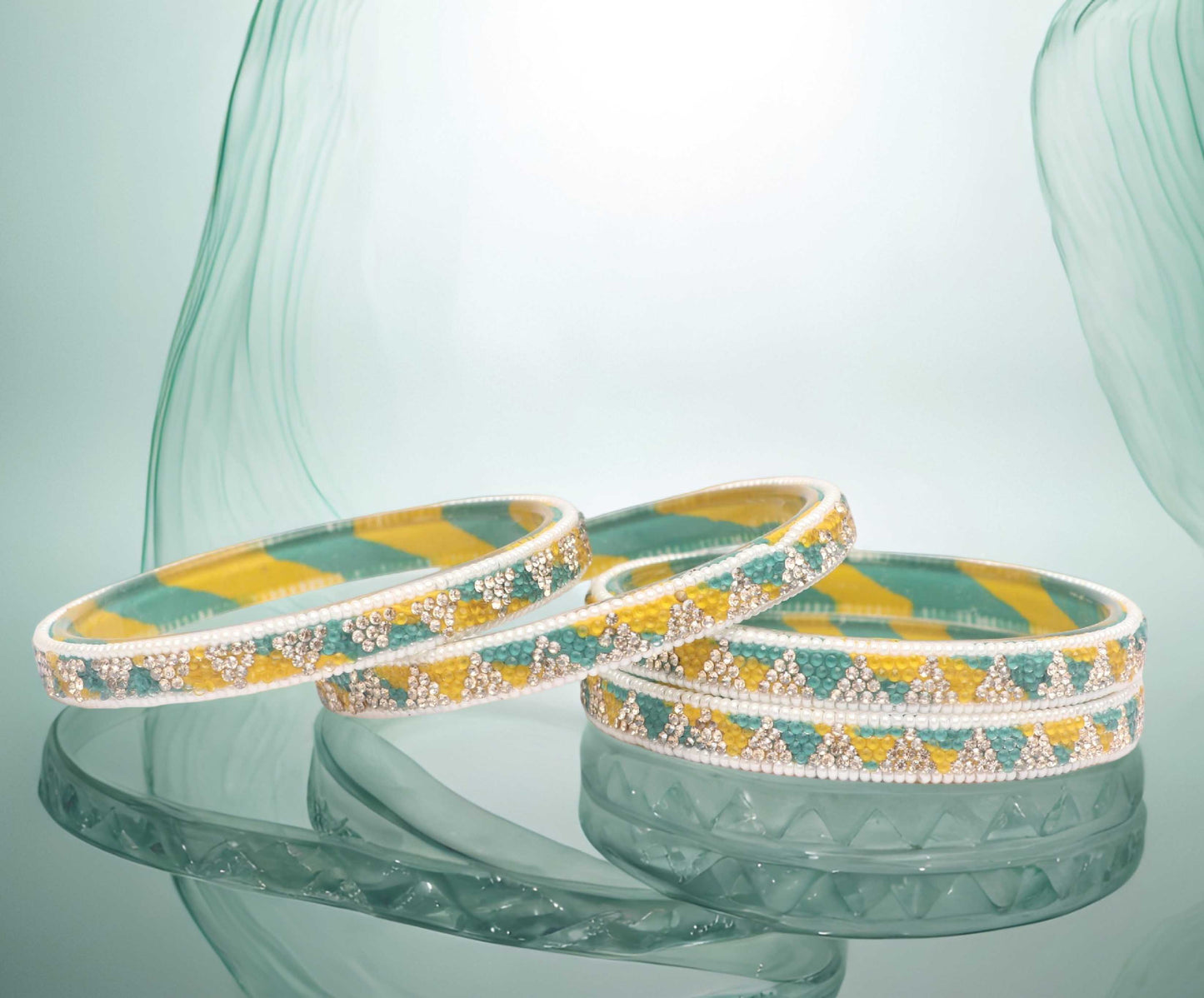 Handmade Multicolor Shade Glass Kada for Women & Girls (Pack of 4)