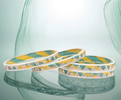 Handmade Multicolor Shade Glass Kada for Women & Girls (Pack of 4)