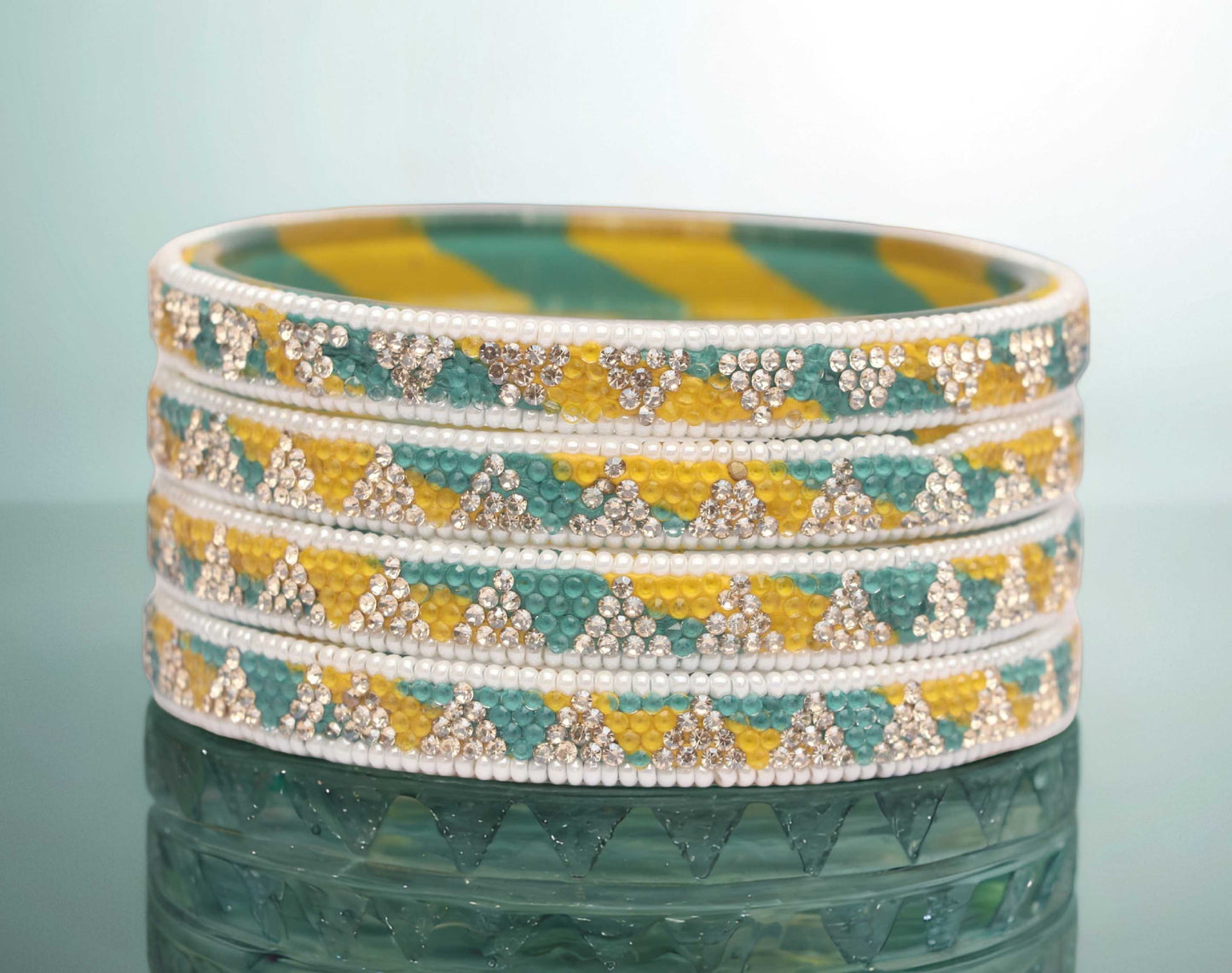 Handmade Multicolor Shade Glass Kada for Women & Girls (Pack of 4)