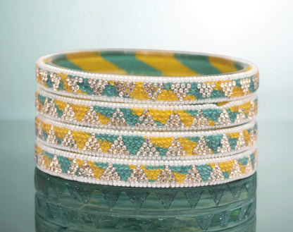 Handmade Multicolor Shade Glass Kada for Women & Girls (Pack of 4)