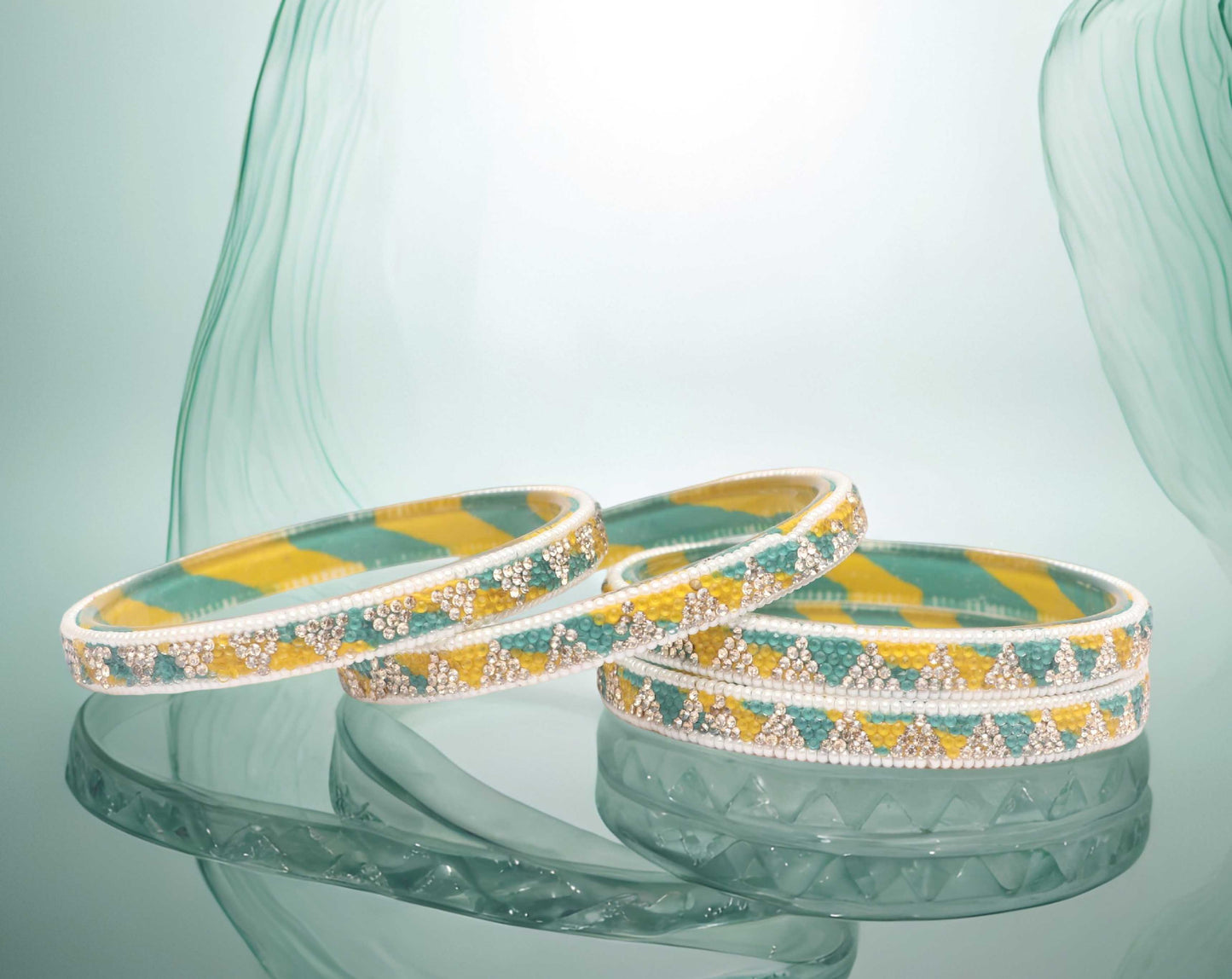 Handmade Multicolor Shade Glass Kada for Women & Girls (Pack of 4)