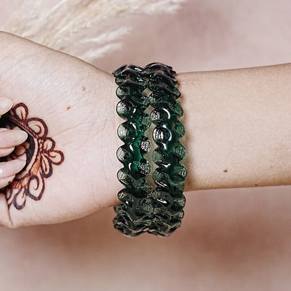 Unique Design "Sitara Glass Kada" Bangles with Glossy Finish for Women & Girls (Pack of 2)