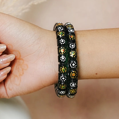 Stylish Cutting Design Printed Glass Kada for Women & Girls (Pack of 2)