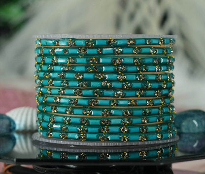 Multiple Color Glass Bangles with Beads Studded for Women & Girls (Pack of 12 Bangles)