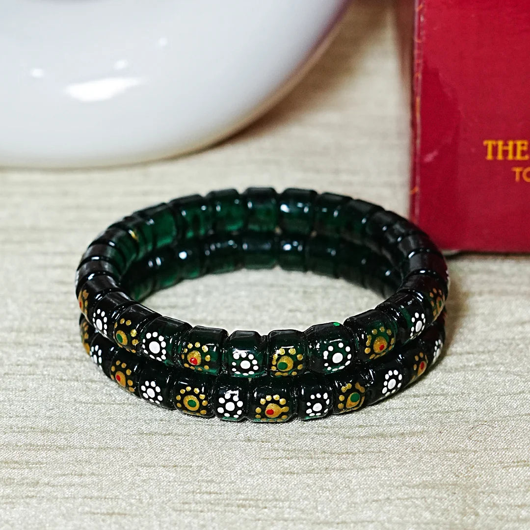 Stylish Cutting Design Printed Glass Kada for Women & Girls (Pack of 2)