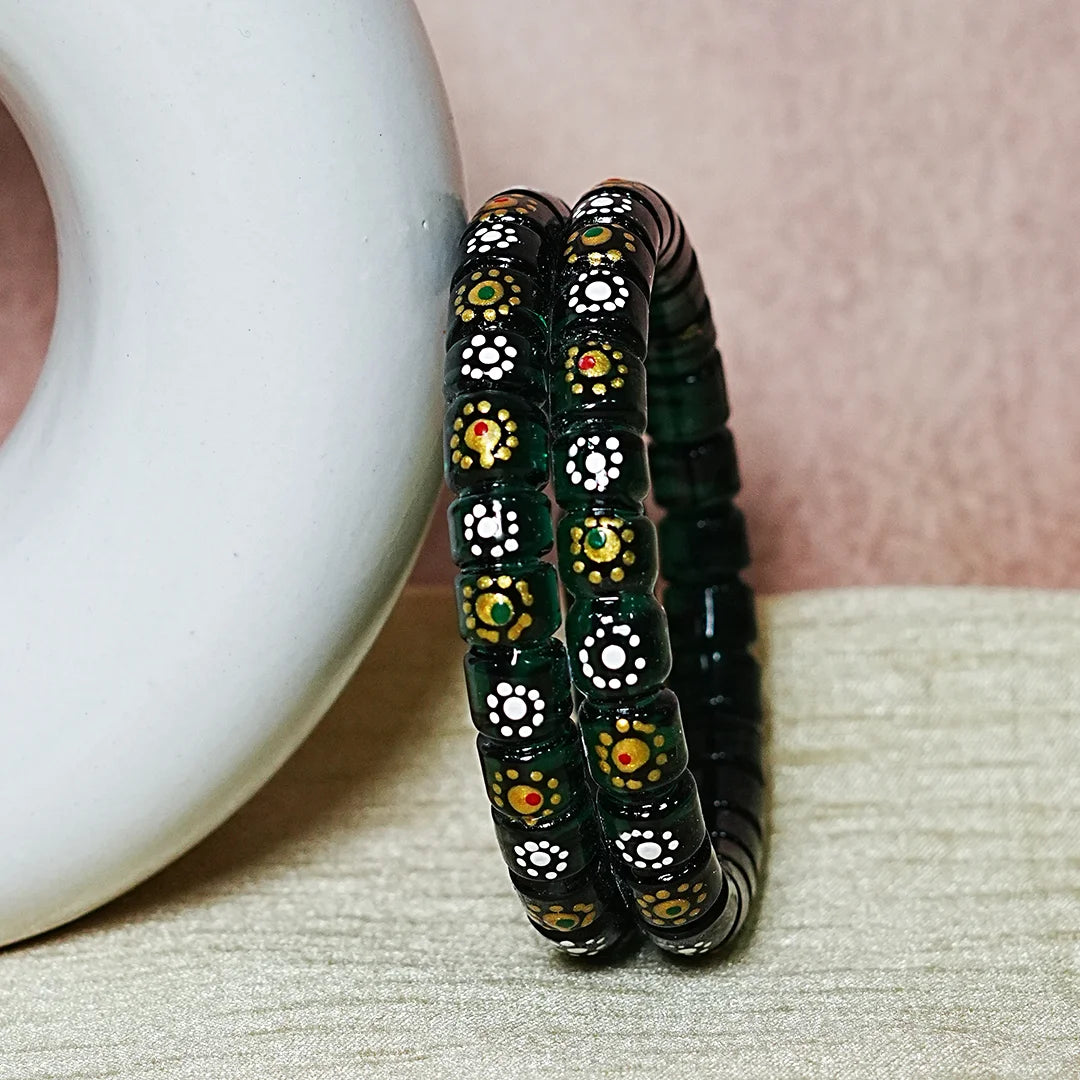 Stylish Cutting Design Printed Glass Kada for Women & Girls (Pack of 2)