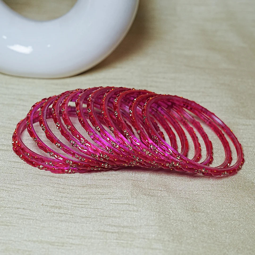 Designer Beads Work Glass Bangles for Women (Pack of 12 Bangle)