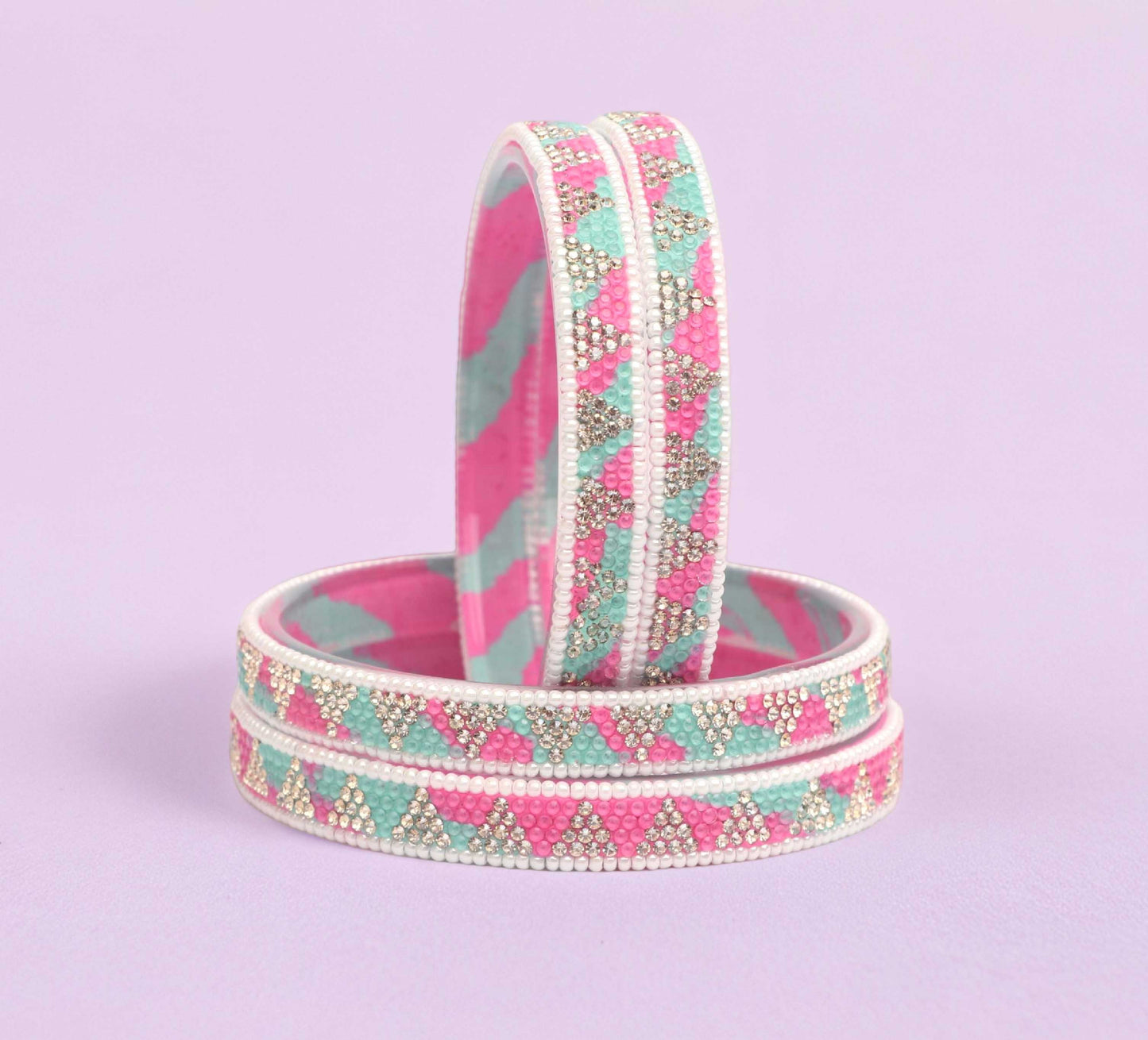 Handmade Multicolor Shade Glass Kada for Women & Girls (Pack of 4)