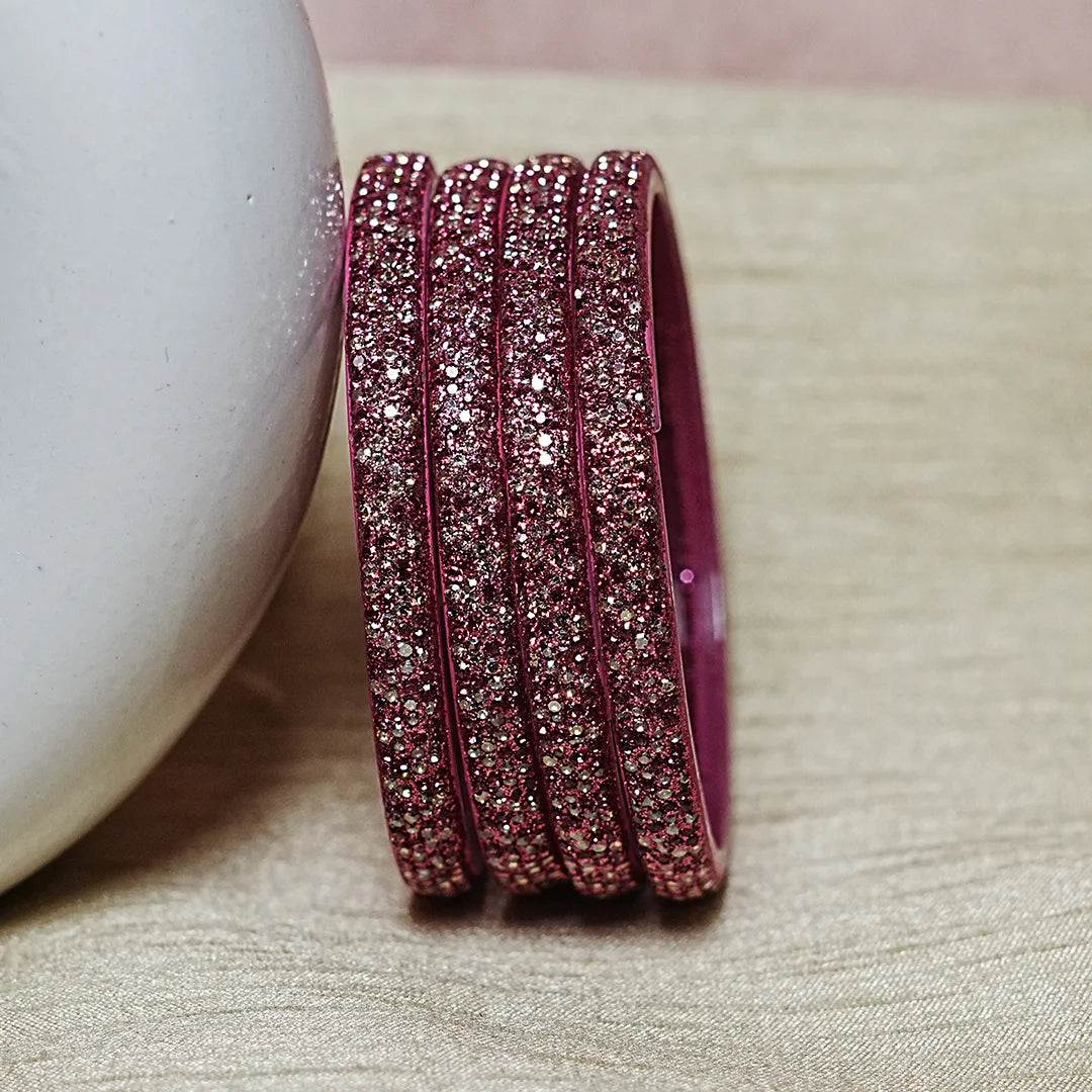 Handmade Beaded Work Glass Kada Bangles for Women & Girls (Pack of 4 Kada)