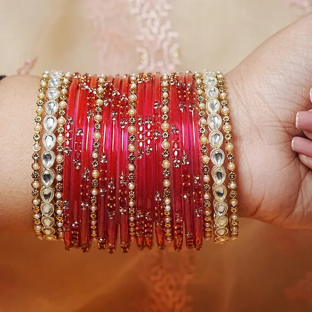 Indian Traditional Glass Bangles Set for Women (Both Hand)