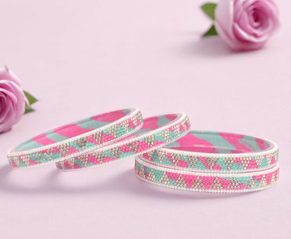 Handmade Multicolor Shade Glass Kada for Women & Girls (Pack of 4)