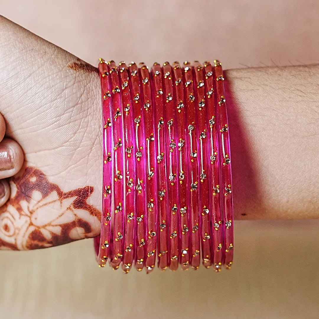 Traditional Lightweight Glass Bangles for Women (Pack of 12)