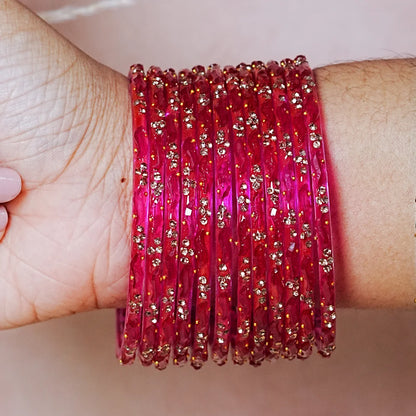 Designer Beads Work Glass Bangles for Women (Pack of 12 Bangle)