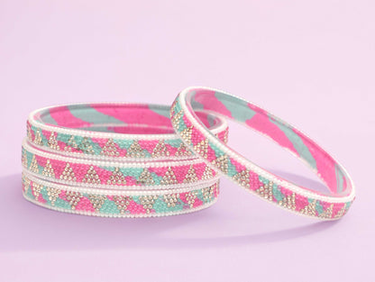 Handmade Multicolor Shade Glass Kada for Women & Girls (Pack of 4)