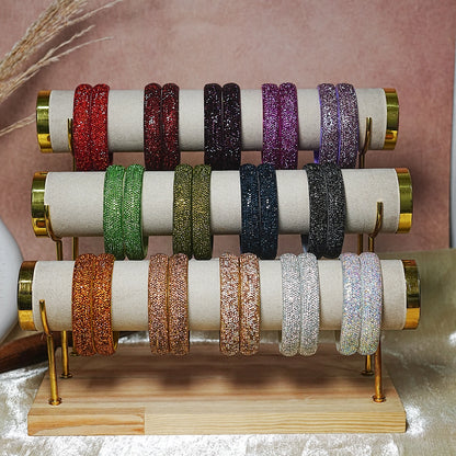 Luxury Glitter Glass Kada Bangles for Women & Girls (Pack of 2)