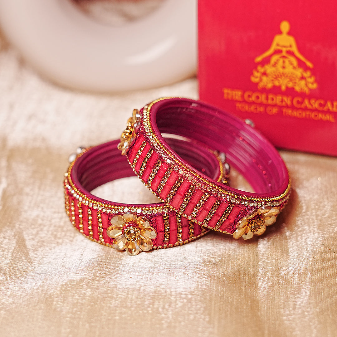 Glass Kada for Women & Girls – Elegant Flower Design (Pack of 2)
