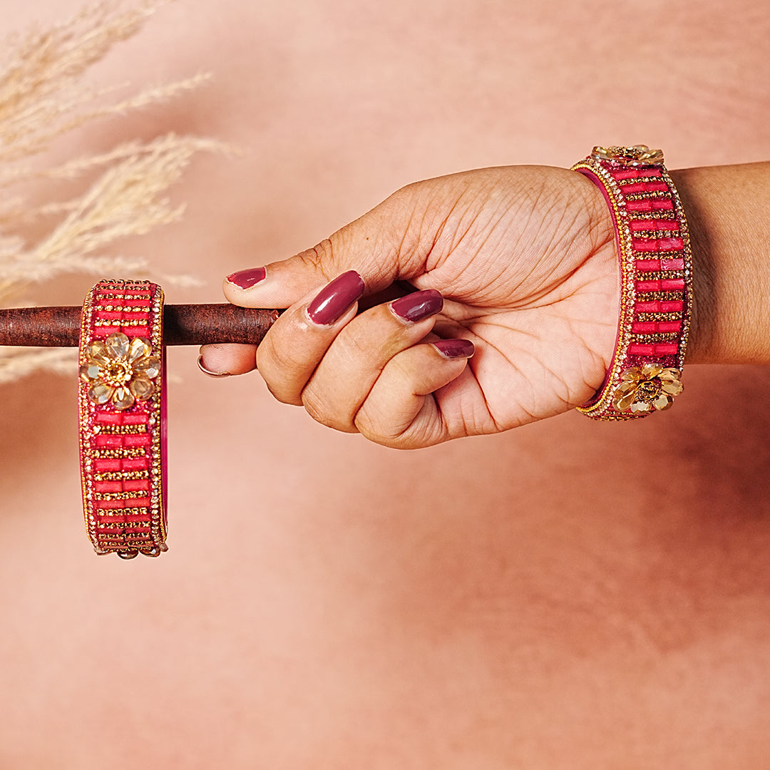 Glass Kada for Women & Girls – Elegant Flower Design (Pack of 2)
