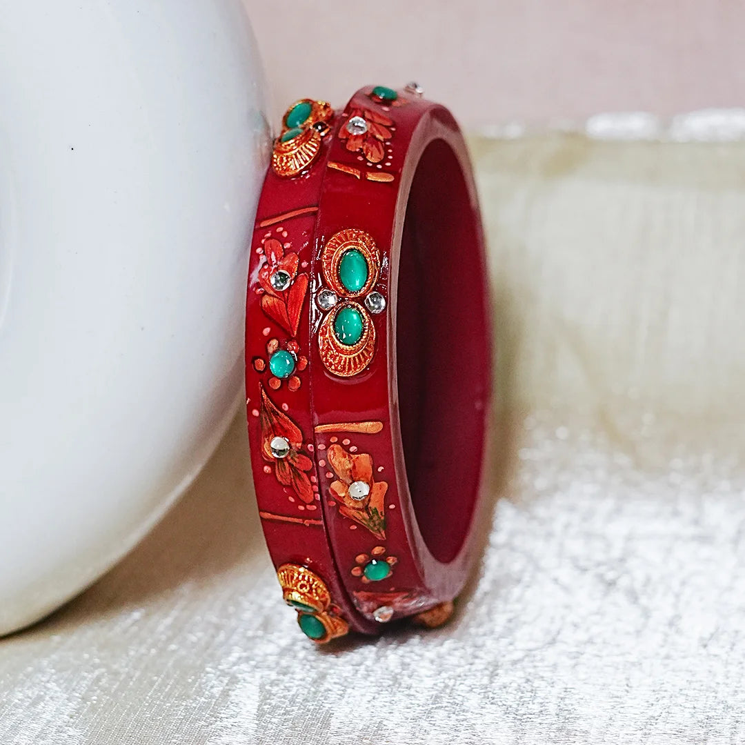 Traditional Meenakari Work Acrylic Kada Bangle for Women (Pack of 2)