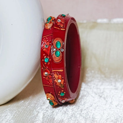 Traditional Meenakari Work Acrylic Kada Bangle for Women (Pack of 2)