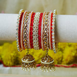 Designer Metal Bangles Set with Jhumki for Women (Both Hands)