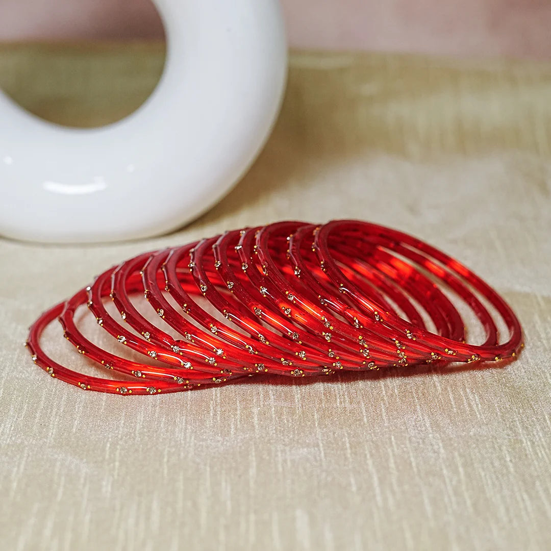 Traditional Lightweight Glass Bangles for Women (Pack of 12)