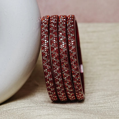 Handmade Beaded Work Glass Kada Bangles for Women & Girls (Pack of 4 Kada)