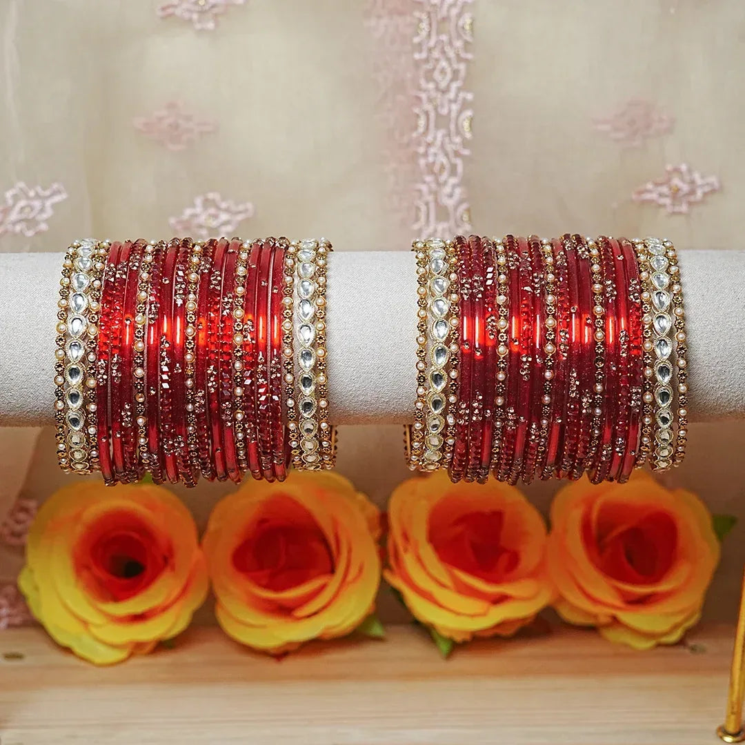 Indian Traditional Glass Bangles Set for Women (Both Hand)