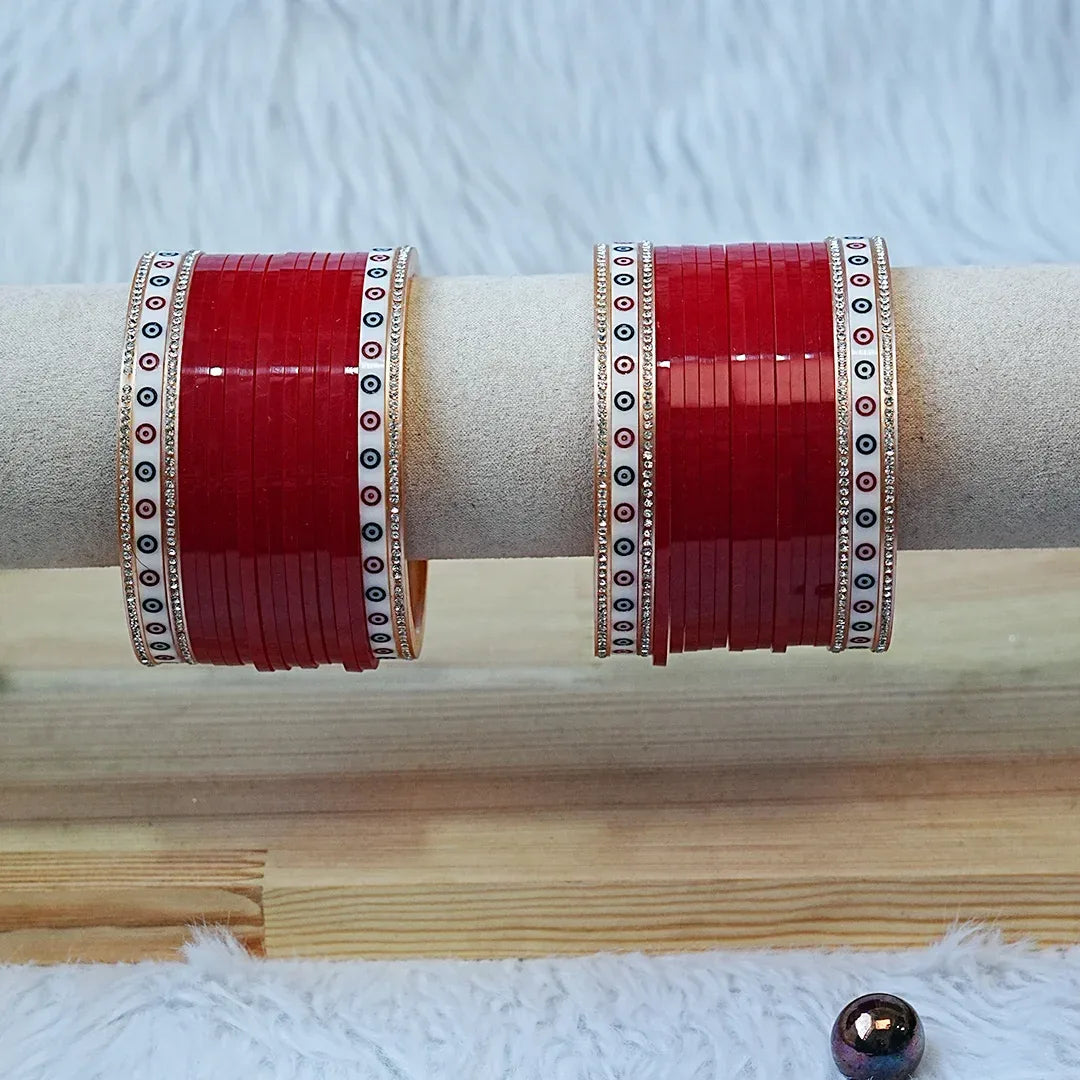 Premium Mini Wedding Chooda Bangles Set for Women (Both Hand) - The Golden Cascade