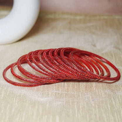 Women’s Designer Glass Bangles Set with Beads Work (Pack of 12)