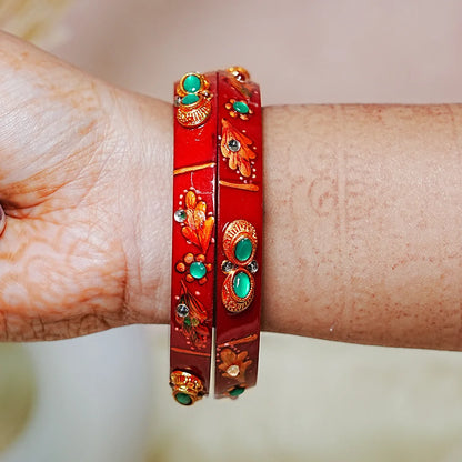 Traditional Meenakari Work Acrylic Kada Bangle for Women (Pack of 2)