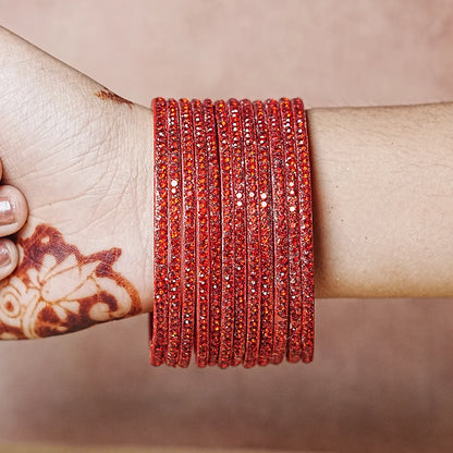 Women’s Designer Glass Bangles Set with Beads Work (Pack of 12)