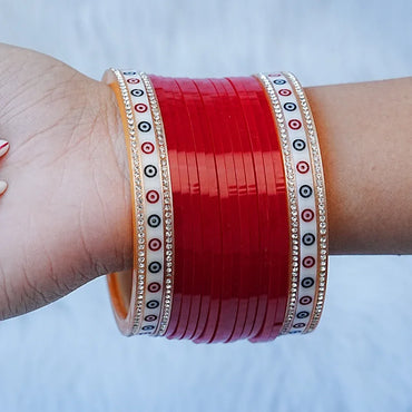Premium Mini Wedding Chooda Bangles Set for Women (Both Hand) - The Golden Cascade