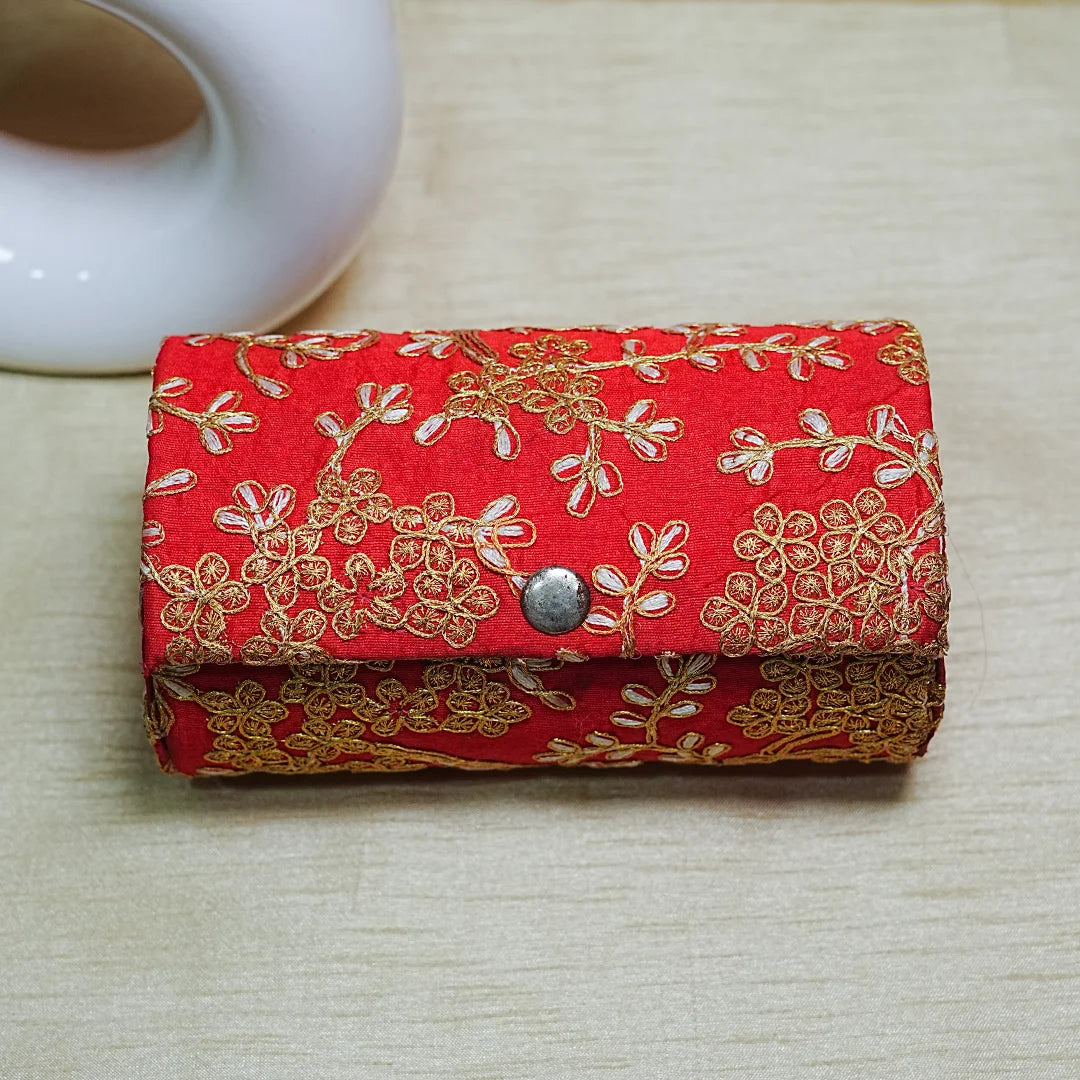 Embroidered Wooden Jewelry Storage Box for Bangles (2 Section)
