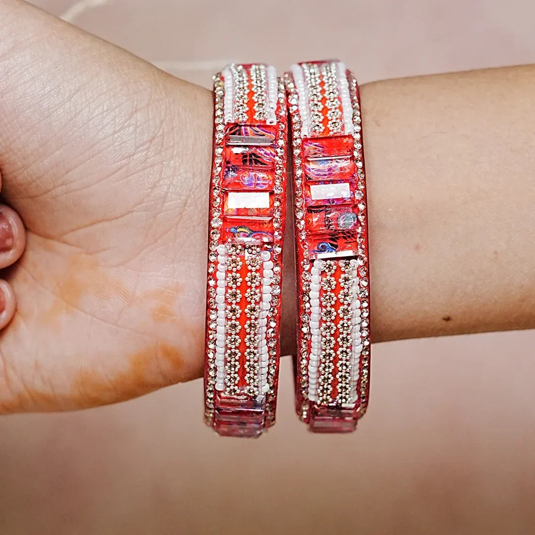 Women’s Glass Kada Bangles (Pack of 2) - The Golden Cascade