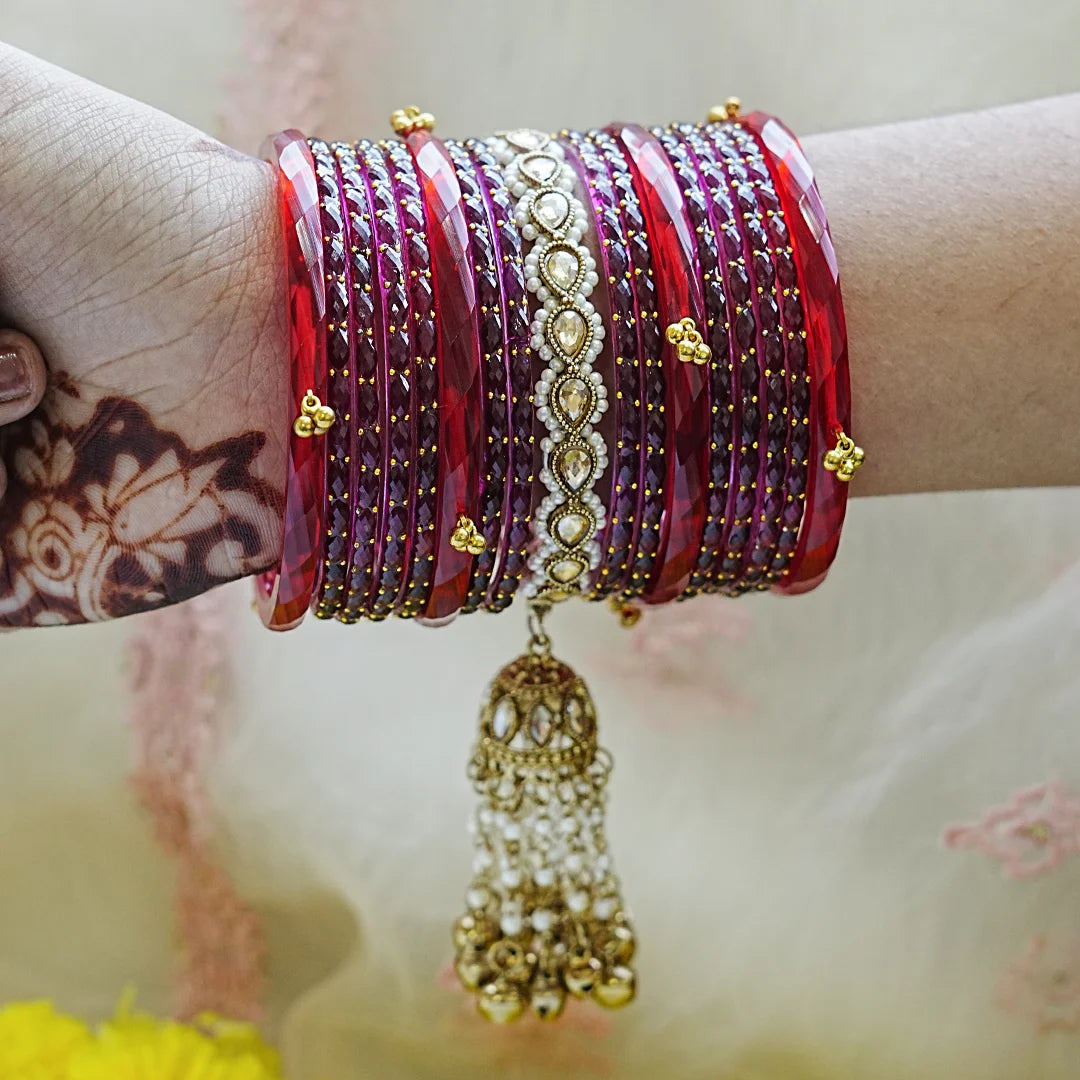 Traditional Glass Bangles Set for Women (Both Hand)