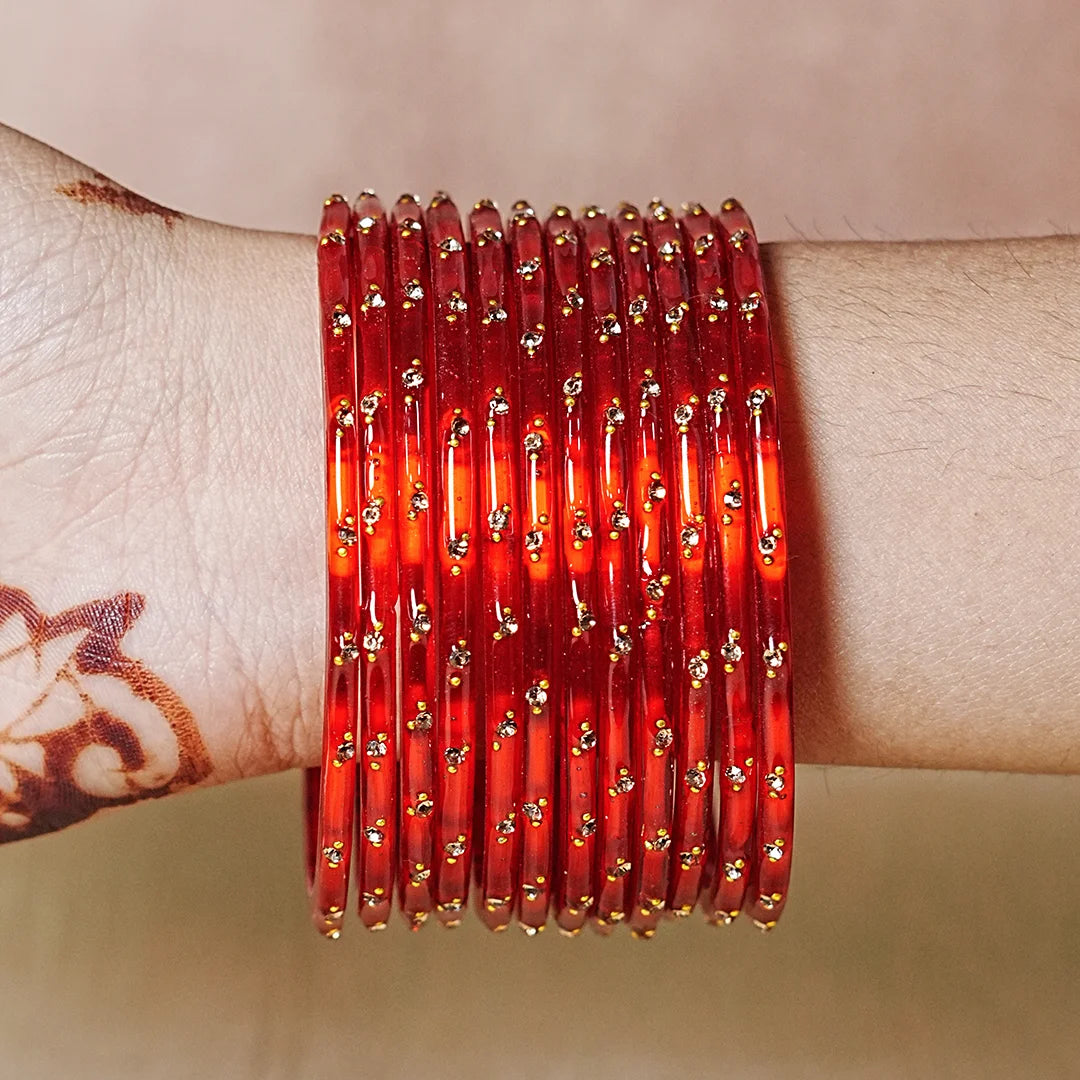 Traditional Lightweight Glass Bangles for Women (Pack of 12)
