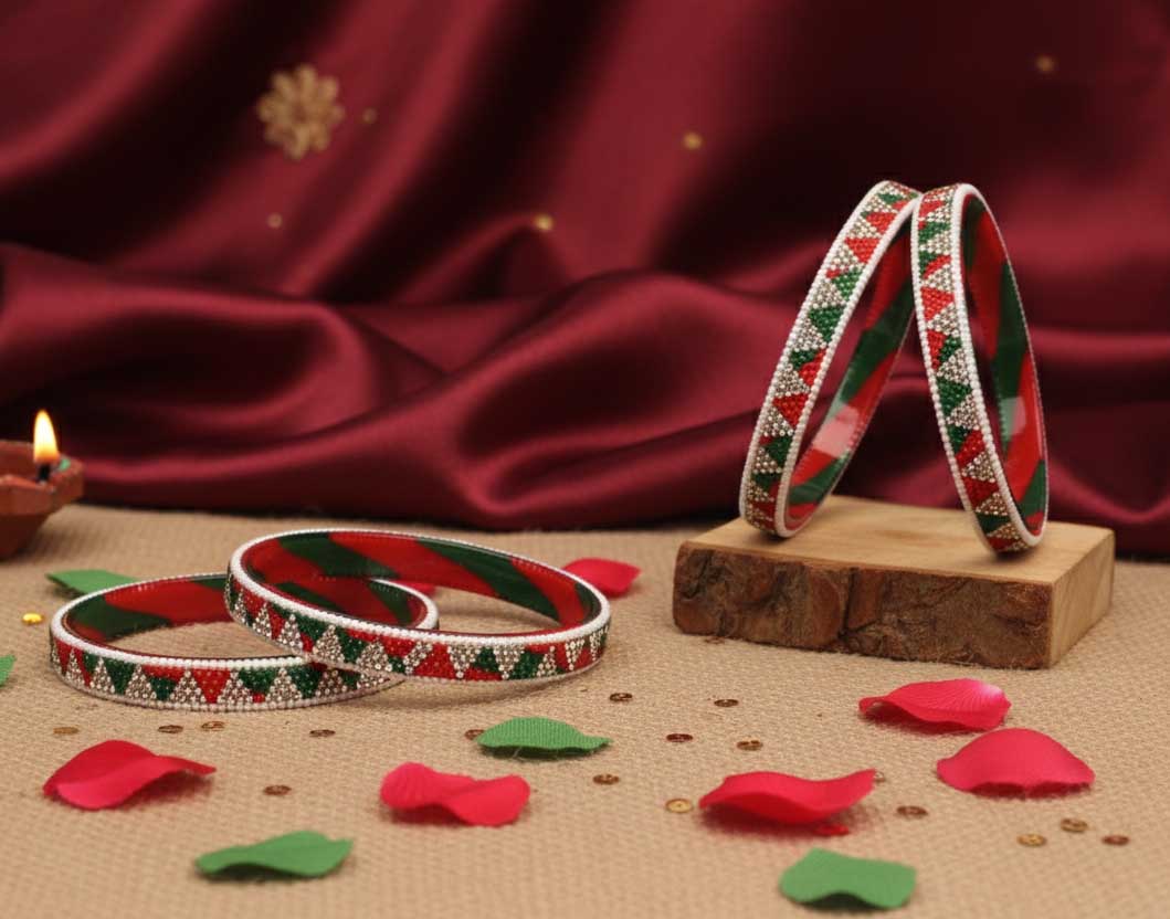 Handmade Multicolor Shade Glass Kada for Women & Girls (Pack of 4)