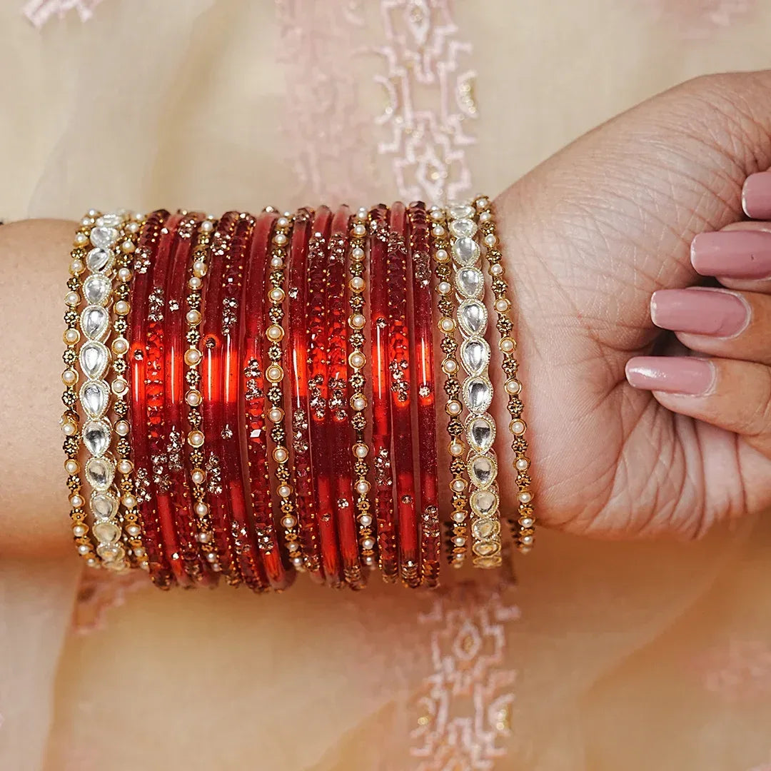 Indian Traditional Glass Bangles Set for Women (Both Hand)