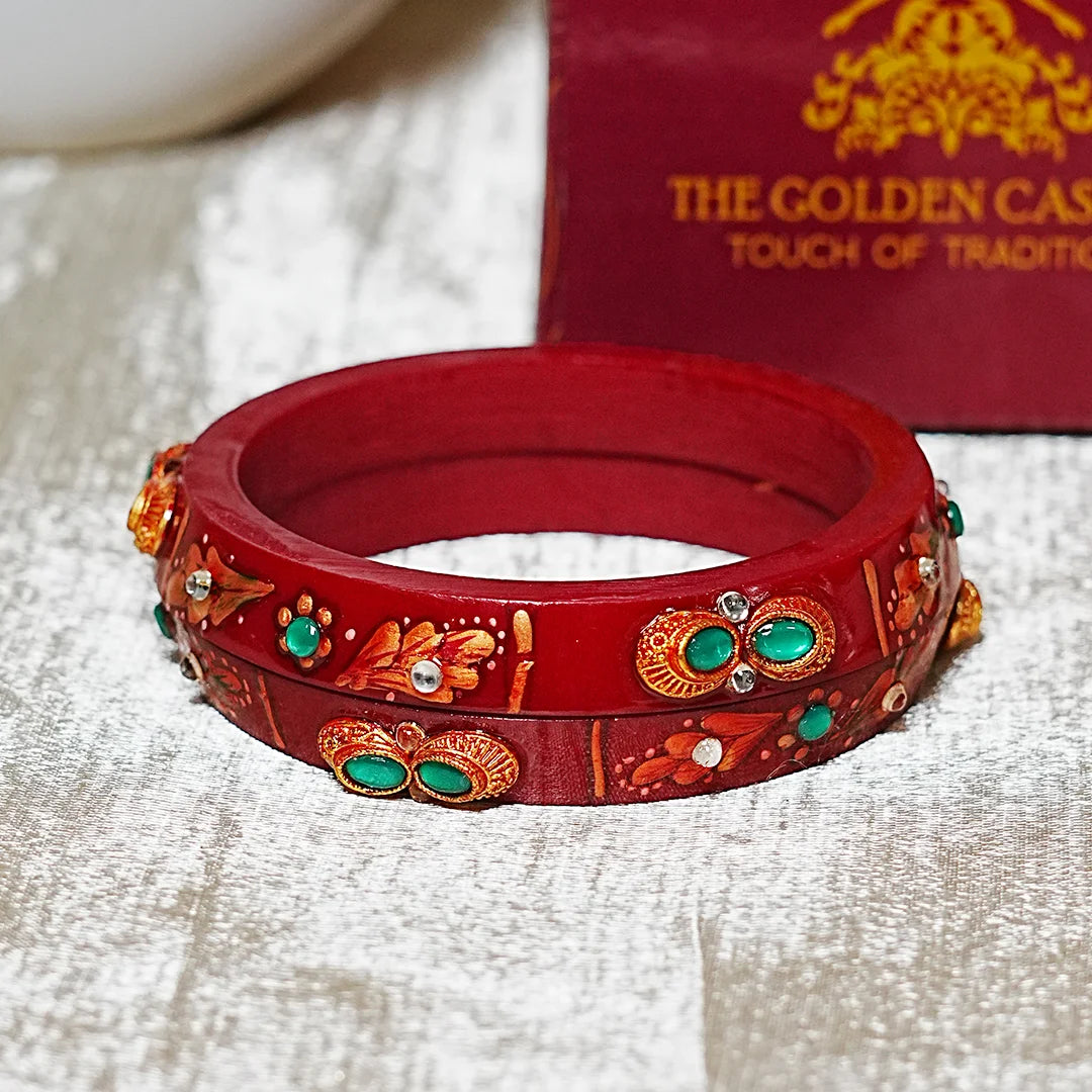 Traditional Meenakari Work Acrylic Kada Bangle for Women (Pack of 2)