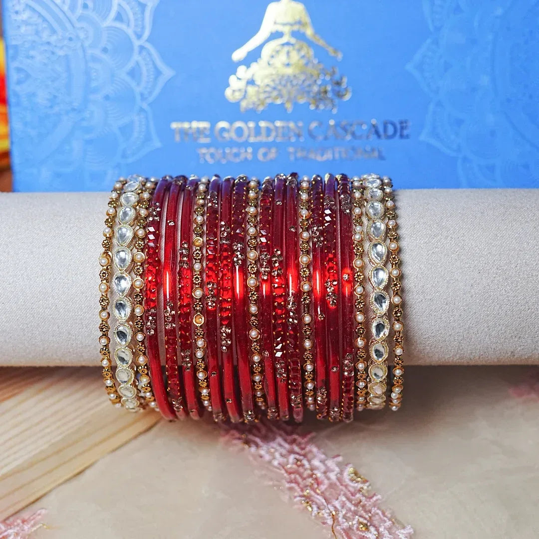 Indian Traditional Glass Bangles Set for Women (Both Hand)