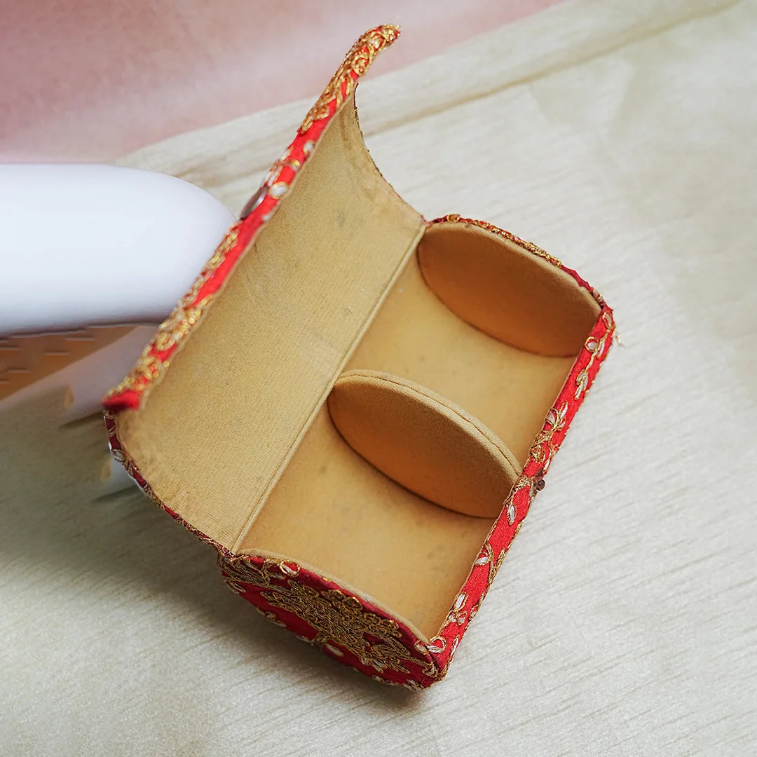 Embroidered Wooden Jewelry Storage Box for Bangles (2 Section)