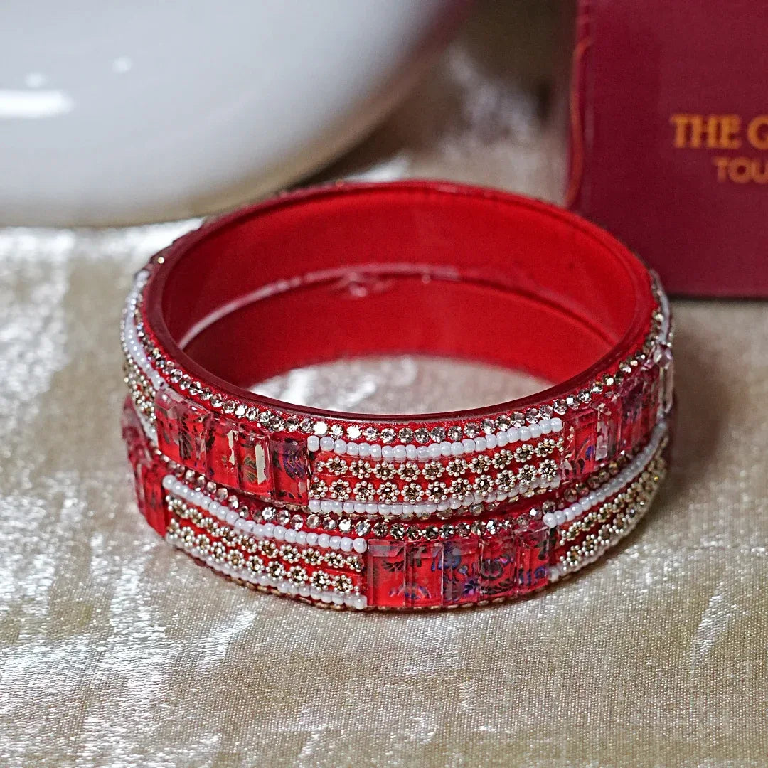 Women’s Glass Kada Bangles (Pack of 2) - The Golden Cascade