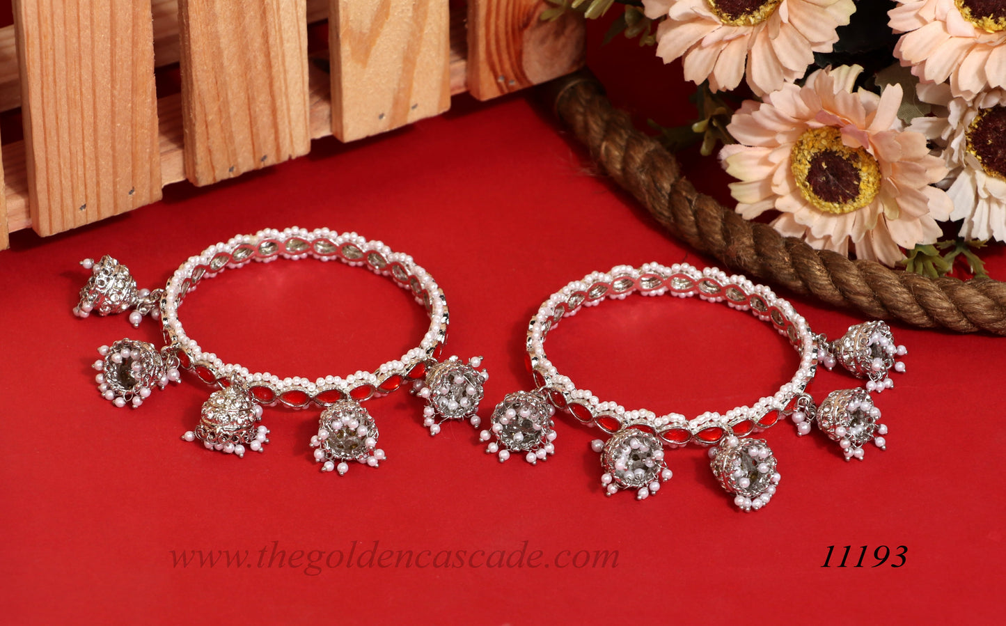 Traditional Jhumki Latkan Metal Kada for Women (Pack of 2)