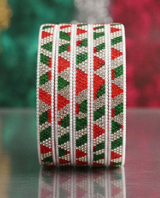 Handmade Multicolor Shade Glass Kada for Women & Girls (Pack of 4)